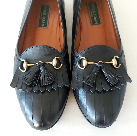 Cole Haan Tassel Loafers Vintage Women's Black Horse Bit Comfort Shoes Size 10B - Picture 7 of 13